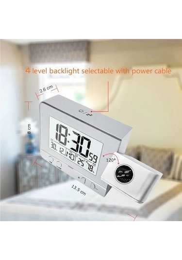 Trendooze Yatak Termometre Saat Projeksiyon Odası İçin Higrometre Fl Çalar Xx