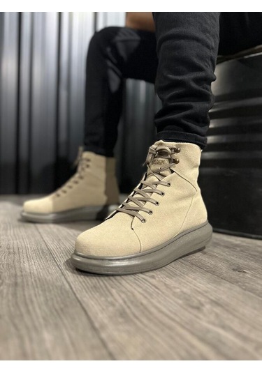 Pabucmarketi Yüksek Taban Erkek Bot Vizon Süet Vizon