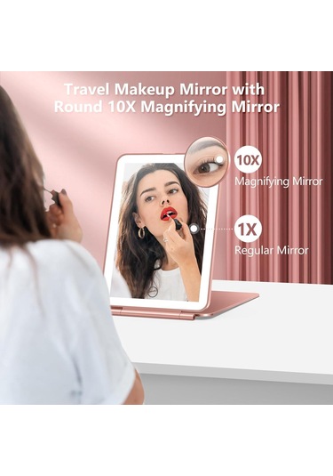 Valkyrie Katlanabilir Led Işıklı Makyaj Aynası Pembe