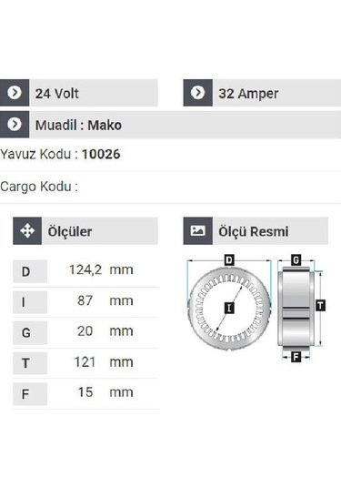 Nursan 110024 Statör 24v 32a Mako Tip 3 Uçlu Em