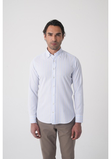 Bisse Regular Fit Erkek Uzun Kol Tek Cep Pamuk Mavi Gömlek Gmczg250072 D35 Mavi