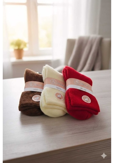 Angora Yün Çorap 3 Adet Set 4