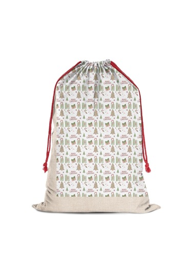 Büyük Noel Baba Hediye Çantası, Pamuklu Kordonlu, Yeniden Kullanılabilir Noel Ağacı Metni