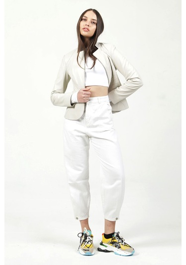 Dericlub Yb-2157 Gerçek Deri Kadın Mont Bej