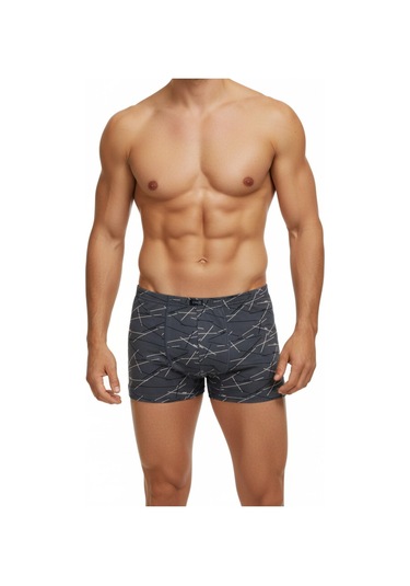 Erkek Likralı Baskı Desenli Boxer Bgl-st05009 Füme