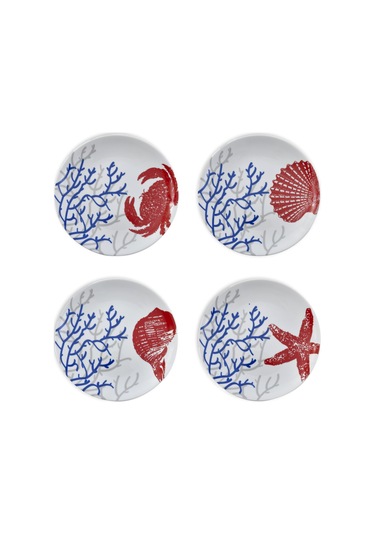 Mercan Tabak &çay Kahve Seti 20 Parça 4 Kişilik Beyaz - Mavi