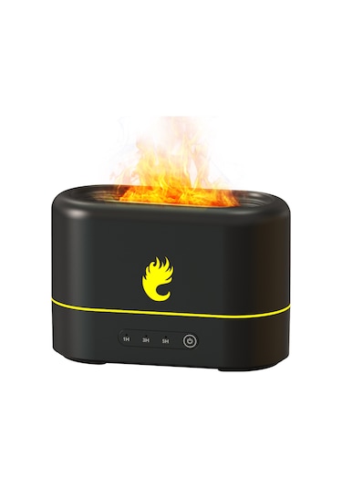 Geeksen 250ml Siyah 3d Flaming Oda Kokusu Dağıtıcı - Ultrasonik Nemlendirici, Otomatik Kapatma Ve 3 Zamanlama Seçeneği İle Aromaterapi