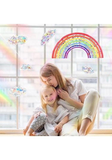 Güneş Yakalayıcı Etiketler Gökkuşağı Bulutu Pencere Etiketleri, 6 Adet Yapışkansız Prizma Vinil Çıkartma Çarpışma Önleyici Pencere Yapışkanları Ev Dekorasyonu Pencere Filmi Cam İçin Çok Renkli Güneş Yakalayıcı Etiketler Gökkuşağı Bulutu Pencere Etiketleri, 6 Adet Yapışkansız Prizma Vinil Çıkartma Çarpışma Önleyici Pencere Yapışkanları Ev Dekorasyonu Pencere Filmi Cam İçin Çok Renkli