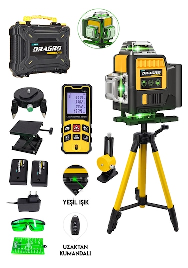 Dragro Drg-lazer Metre-16köşe-tripotlu-hizalama-sarı