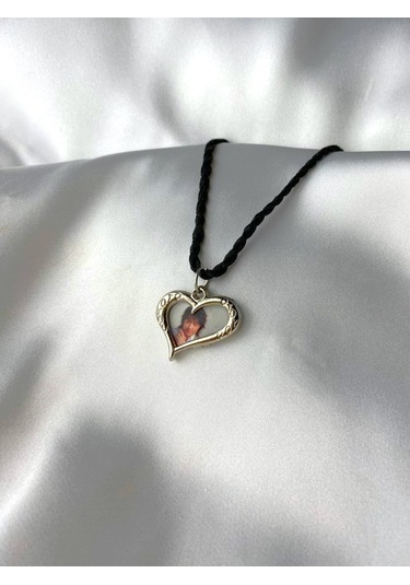 Sevgi Çerçevesi - Gümüş Kaplama Siyah İpli Çerçeveli Kolye Çok REnkli