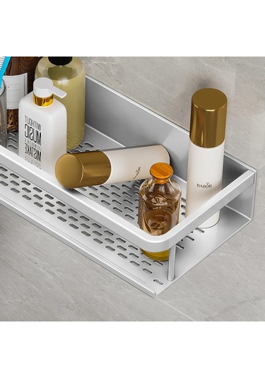 Banyo Rafı 30/40/50 Cm Mutfak Duvar Rafı Duş Tutucu Depolama Beyaz