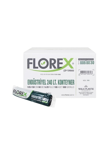 Florex Endüstriyel 240Lt Konteyner Siyah Çöp Poşedi