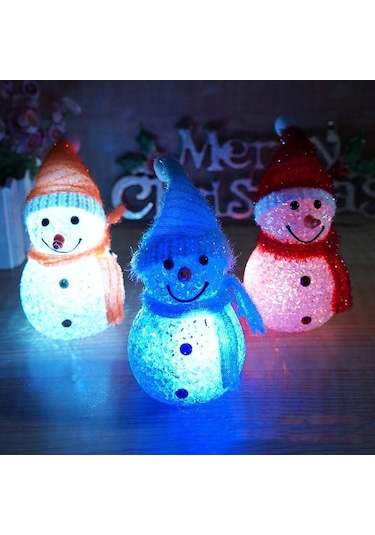 Led Işıklı Kardan Adam Yılbaşı Ağacı Süsleri Renk Değiştiren Kardan Adam Led Light Snowman Renkli Pilli Led Işıklı Kardan Adam