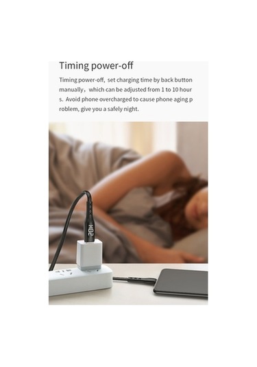 Fastbuy Wsken Akıllı Type C Kablosu - Zamanlı Kesim, Gerçek Zamanlı Şarj, 6v/3a, 1.2m Siyah Şarj Kablosu