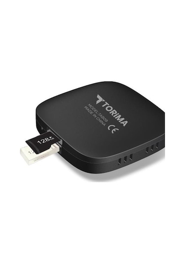 Torima TAB09 Mini Kablosuz Carplay 2 GB +32 GB USB Ve Type-C Uyumlu Araç Multimedya Dönüştürücü Adaptörü Siyah