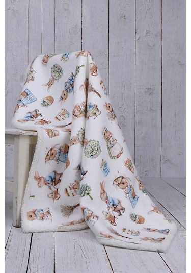 Tavşan Bebek Battaniyesi Kalın Koyun Tüyü Battaniye Çok Renkli