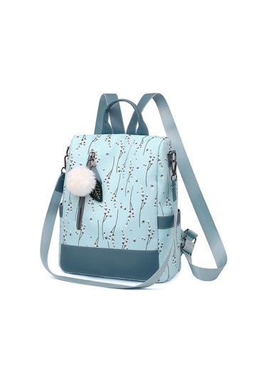 Haki Yogodlns Yeni Baskı Çiçek Sırt Çantası Kadınlar Için Moda Tüy Topu Sırt Çantası Büyük Kapasiteli Öğrenci Okul Çantalarını Rahat Seyahat Çantası Haki