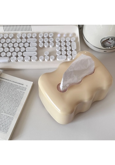 Bej-iskandinav Dekoratif Doku Kutusu Ev Yurt Banyo Kağıt Tutucu Sevimli Sehpa Başucu Peçete Doku Dispenseri Bahar İle