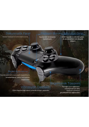 Electrima Doubleshock 4 Kablosuz Titreşimli Oyun Kolu Ps4 Siyah