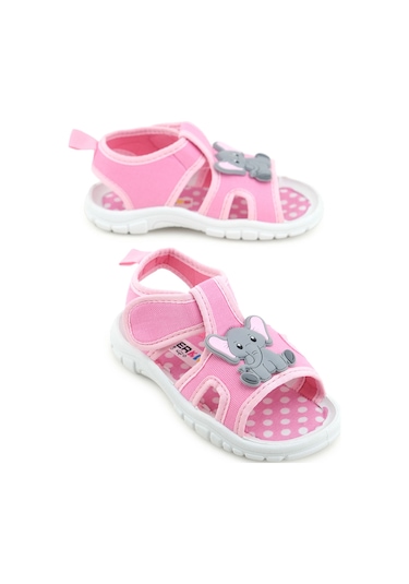 Gezer Kız Çocuk Bilekten Cırtlı Ayarlanabilir Pvc Rahat Esnek Taban Günlük Sandalet Pembe