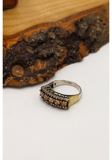 Sitrin Taşlı Beştaş Model Otantik Kadın Gümüş Yüzük 201024339 Gümüş