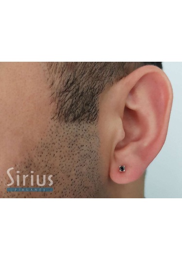 Sirius Pırlanta 0.12 Karat Siyah Tektaş Erkek Küpesi  0815E0040