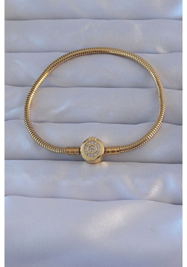 Pirinç Gold Renk Zirkon Taşlı Charm Bileklik - Tj-bb6220 Altın