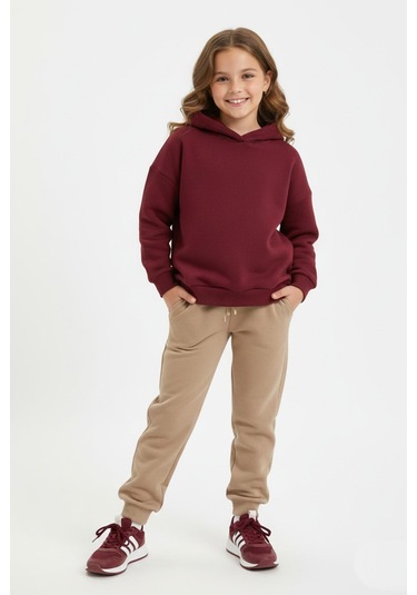 Bej Rengi 3 İplik Manşetli Kız Erkek Çocuk Eşofman Altı Bgl-st05045 Bej