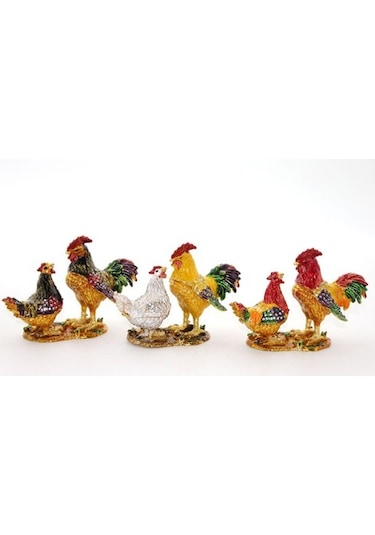 Swarovski Taşlı 2'li Tavuk Model 1