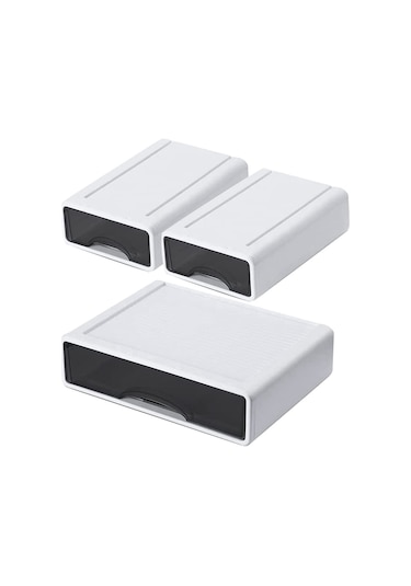 Anjiexun Masaüstü Saklama Kutusu Kırtasiye Çekmecesi Kozmetik Kutusu Çeşitli Raf Beyaz