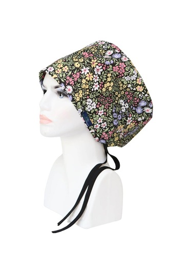 Tesettür Beden Sarı Kır Çiçekleri Cerrahi Bone Doktor Hemşire Sağlıkçı Hastane Bonesi