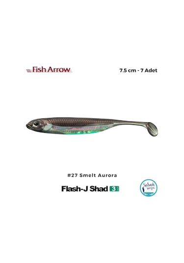 Fish Arrow Flash J Shad 7.5cm 3'' 27 Smelt Aurora Silikon Balık 7 Adet