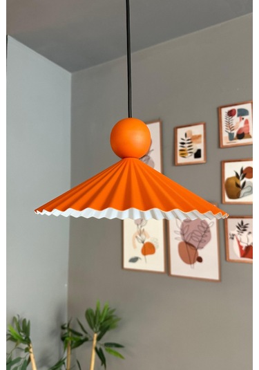 Avilla Metal Avize Tekli Turuncu Tek Boncuk Kafa Rustik Cafe Mutfak Modern Sarkıt Aydınlatma Turuncu