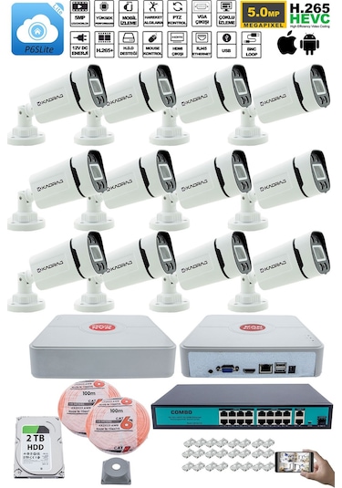 12 Kameralı Güvenlik Ip Kamera Seti - 4mp Dış Mekan Kdj-12s-4w-p-ıp-v0