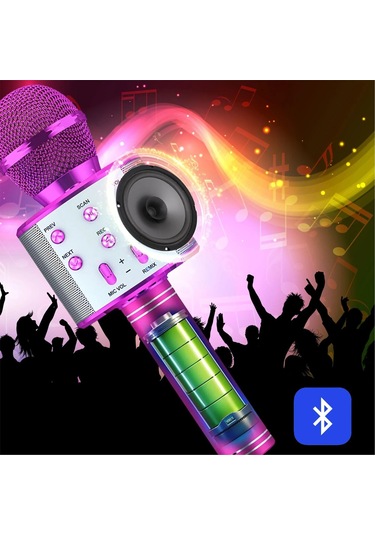 Kablosuz Bluetooth Karaoke Mikrofon Hoparlör Şarj Edilebilir El