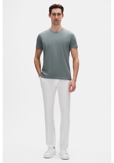 Ds Damat Regular Fit Koyu Yosun Düz Nakışlı %100 Pamuk T-shirt 4hc140632006m Koyu Yosun