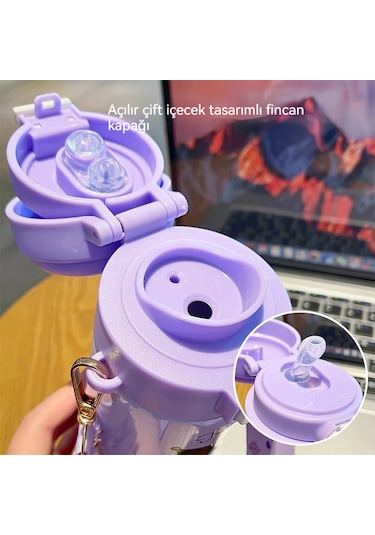 Melody Çocuk Su Bardağı Karikatür Çift İçme Bardağı 420ml