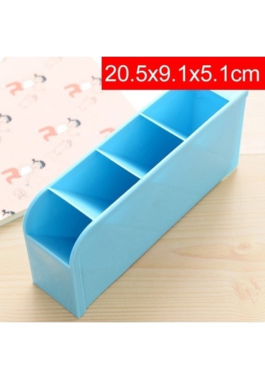 Willowhaven 2 Adet Çok Fonksiyonlu 4 Izgara Masaüstü Kalemlik Ofis Okul Plastik Kutu Masa Kalem Organizatör Mavi Mavi