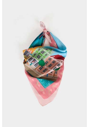 Defacto Kadın Amsterdam Temalı Fular G0799axnspn1 Pembe