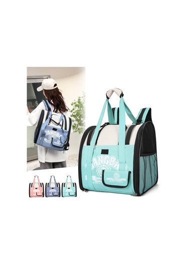 Basit Kontrast Pet Sırt Çantası Uzay Kapsülü Kedi Çantası Omuz Köpek Çantası Model 5 Mavi