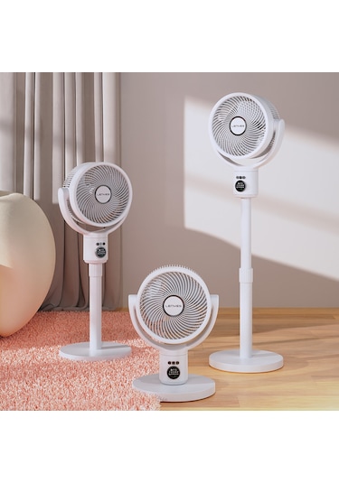 Lenyes Lhf10 Dijital Led Göstergeli 5 Kademeli Uzaktan Kumandalı Uzayabilen Gövdeli 10 İnç Fan Beyaz