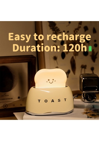 Wezone Şarj Edilebilir Tost Şeklinde Gece Lambası - 3000k Sıcak Sarı Işık, 1200mah Pil, 30/60 Dakika Zamanlayıcı