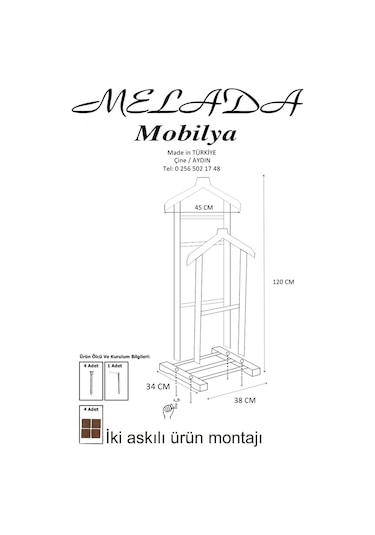 Melada Mobilya Gürgen İkili Dilsiz Uşak Ham Cilalı Sehpalı Ceviz