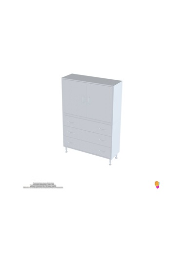 Modilayn İlkim 80 X 138 X 32,5 Cm' Lik Kapak İçi Çift Raflı Ve 3 Çekmeceli Düzen Harikası Dolap Beyaz