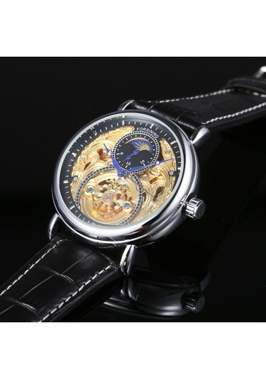 Erkek Moda Lüks Hollow Saat Klasik Charm Otomatik Mekanik Kol Saati 5 Diğer