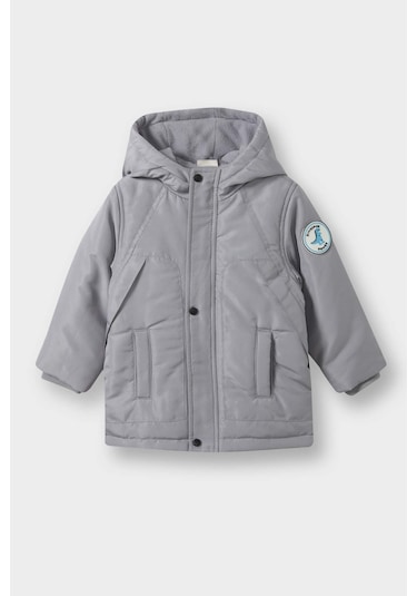 Defacto Erkek Bebek Su Geçirmez Kapüşonlu Fermuarlı Çıtçıtlı Mont E9801a525wngr89 Gri