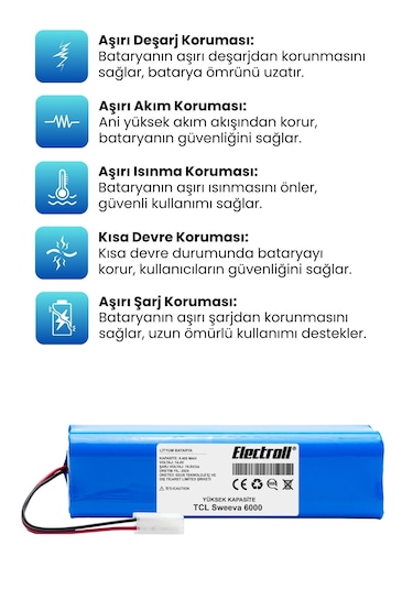 Tcl Sweeva 6000m Robot Süpürge Bataryası Yüksek Kapasite