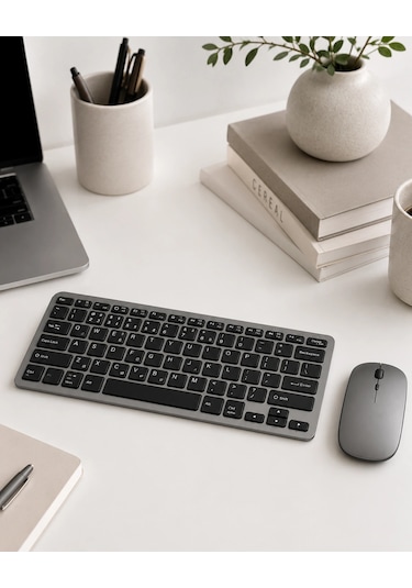 Kablosuz Bluetooth Klavye Mouse Seti Şarjlı Tablet Laptop Uyumlu