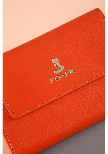 Foxer Sofya Hakiki Deri Kadın Kartlık Ve Cüzdan Turuncu