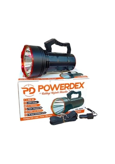 Mey İthalat Powerdeks Pd-7800 40 Şarjlı Güçlü El Feneri 40 Watt